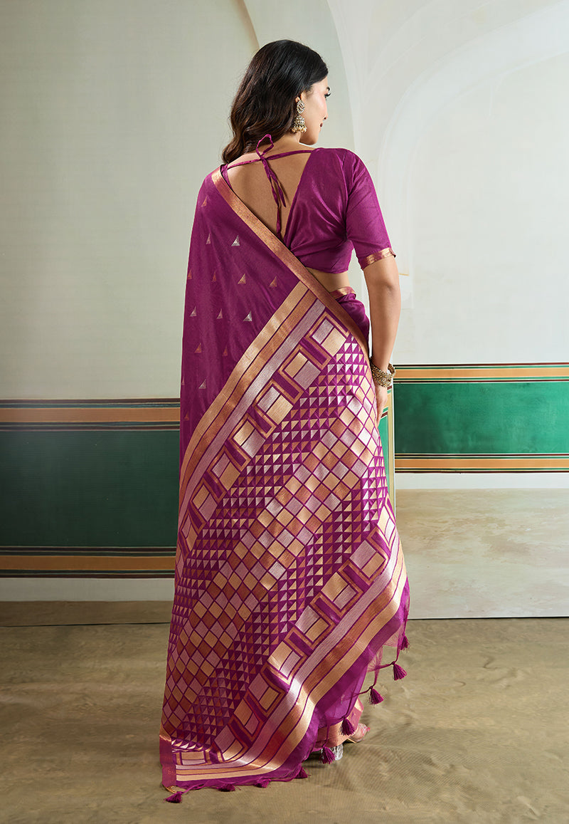 Monjolika Fashion Purple Handloom Weaving Silk Festival Wear Saree | Grocsy