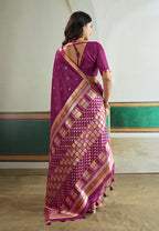Monjolika Fashion Purple Handloom Weaving Silk Festival Wear Saree | Grocsy