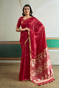 Monjolika Fashion Maroon Handloom Weaving Silk Festival Wear Saree | Grocsy
