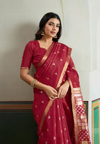 Monjolika Fashion Maroon Handloom Weaving Silk Festival Wear Saree | Grocsy