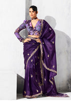 Monjolika Fashion Purple Fancy Fabric Embroidered Contemporary Saree | Grocsy