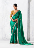 Monjolika Fashion Teal Fancy Fabric Embroidered Contemporary Saree | Grocsy