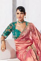 Monjolika Fashion Pink Fancy Fabric Embroidered Contemporary Saree | Grocsy