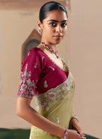 Monjolika Fashion Embroidered Pear Fancy Fabric Party Designer Saree | Grocsy