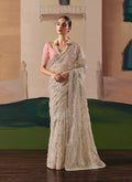 Monjolika Fashion Embroidered Cream Fancy Fabric Party Designer Saree | Grocsy