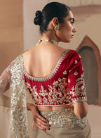 Monjolika Fashion Embroidered Beige Fancy Fabric Party Designer Saree | Grocsy