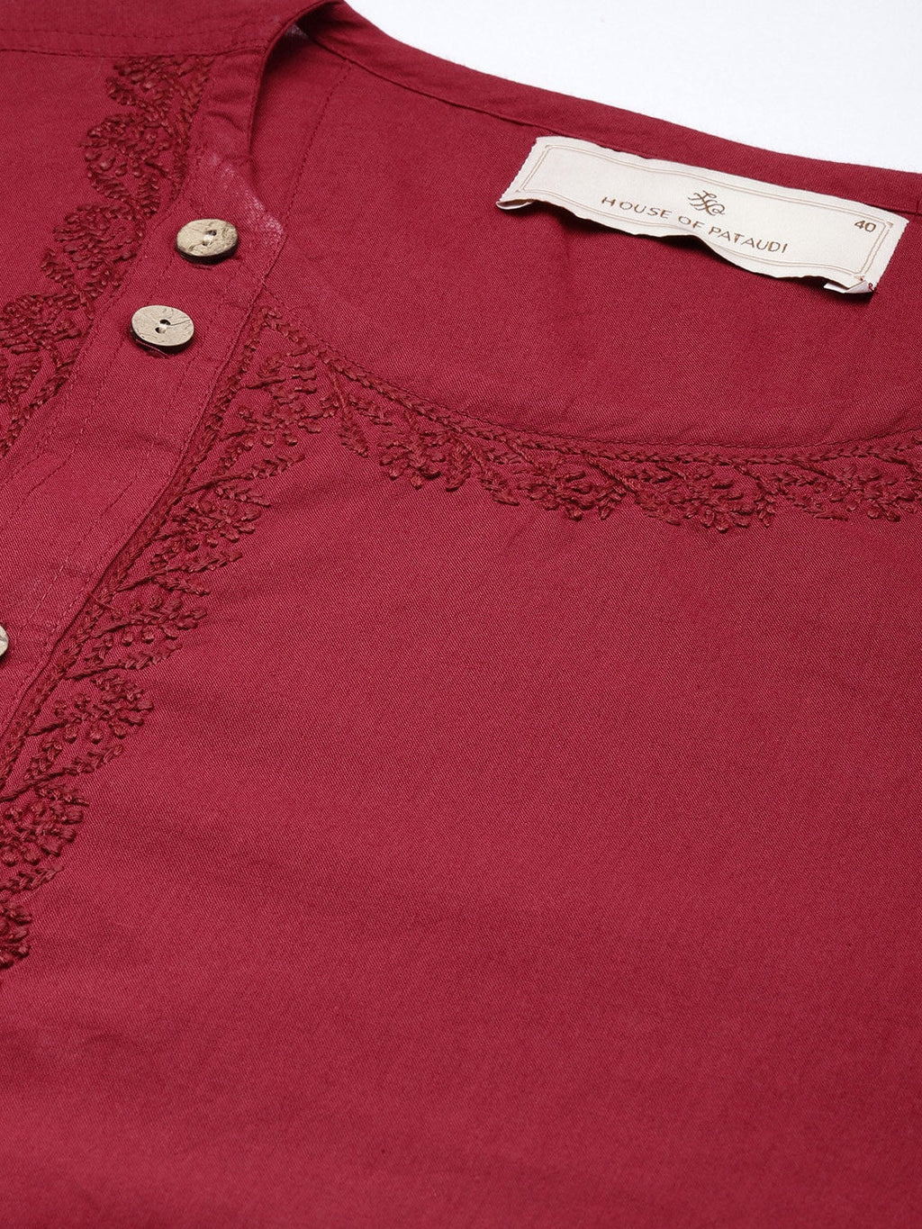 House of Pataudi Jashn Floral Embroidered Yoke Design Thread Work Angrakha Kurta | Grocsy