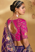 Monjolika Fashion Surpassing Purple Embroidery Cut Dana Moti Work Ziraf Silk Saree With Heavy Work Blouse Piece | Grocsy