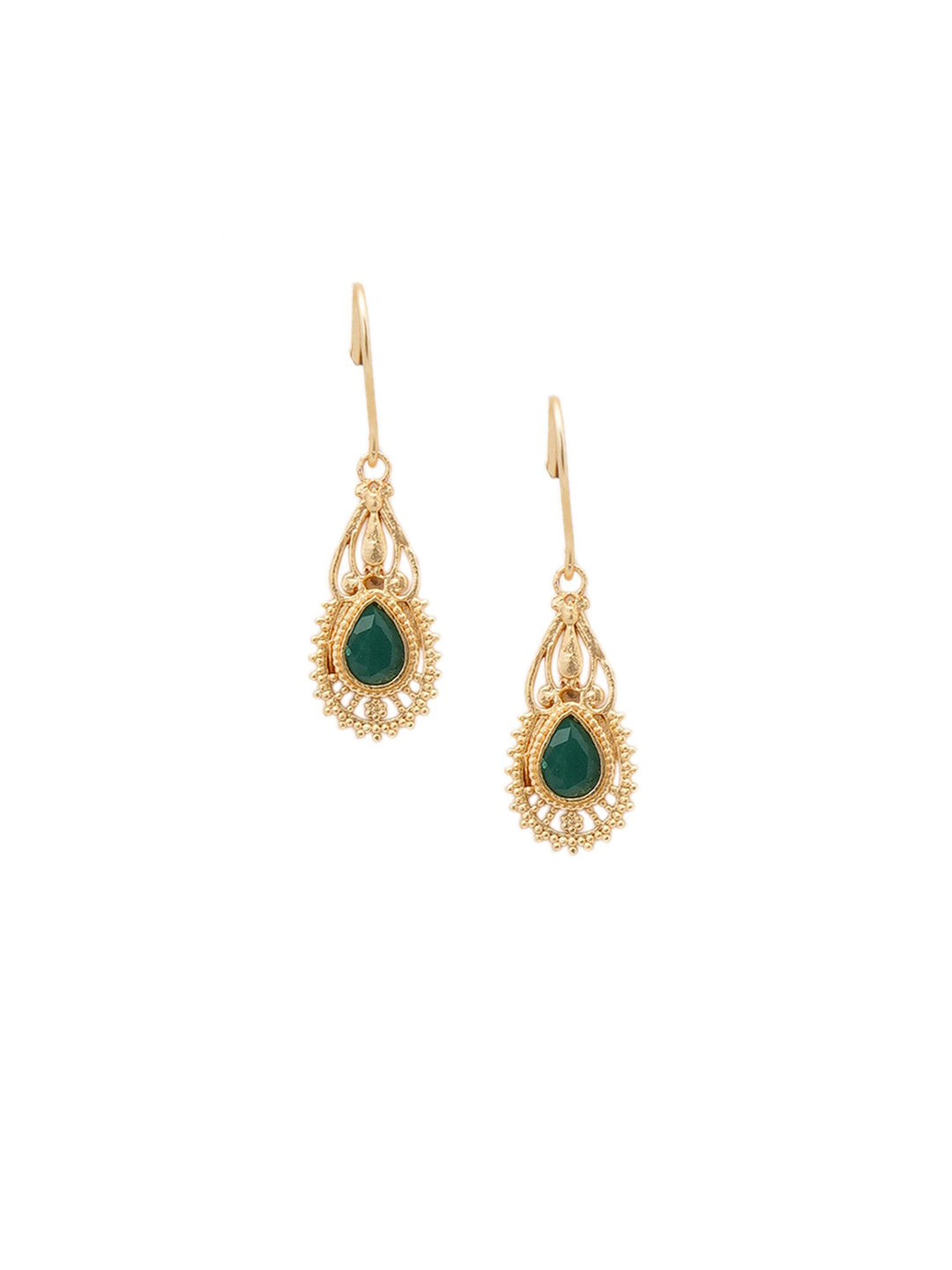 Shoshaa Green Gold-Polished Handcrafted Classic Drop Earrings | Grocsy