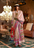 Monjolika Fashion Beige Silk Blend Printed Ceremonial Saree | Grocsy