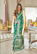 Monjolika Fashion Georgette Classic Saree with Fancy Work for Ceremonial in Sea Green | Grocsy