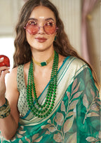 Monjolika Fashion Georgette Classic Saree with Fancy Work for Ceremonial in Sea Green | Grocsy