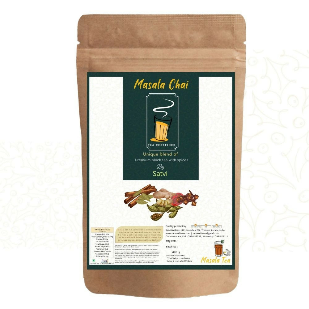 Satvi Wellness Masala Chai | Masala tea | Black tea with spices and herbs | Karak tea | Grocsy