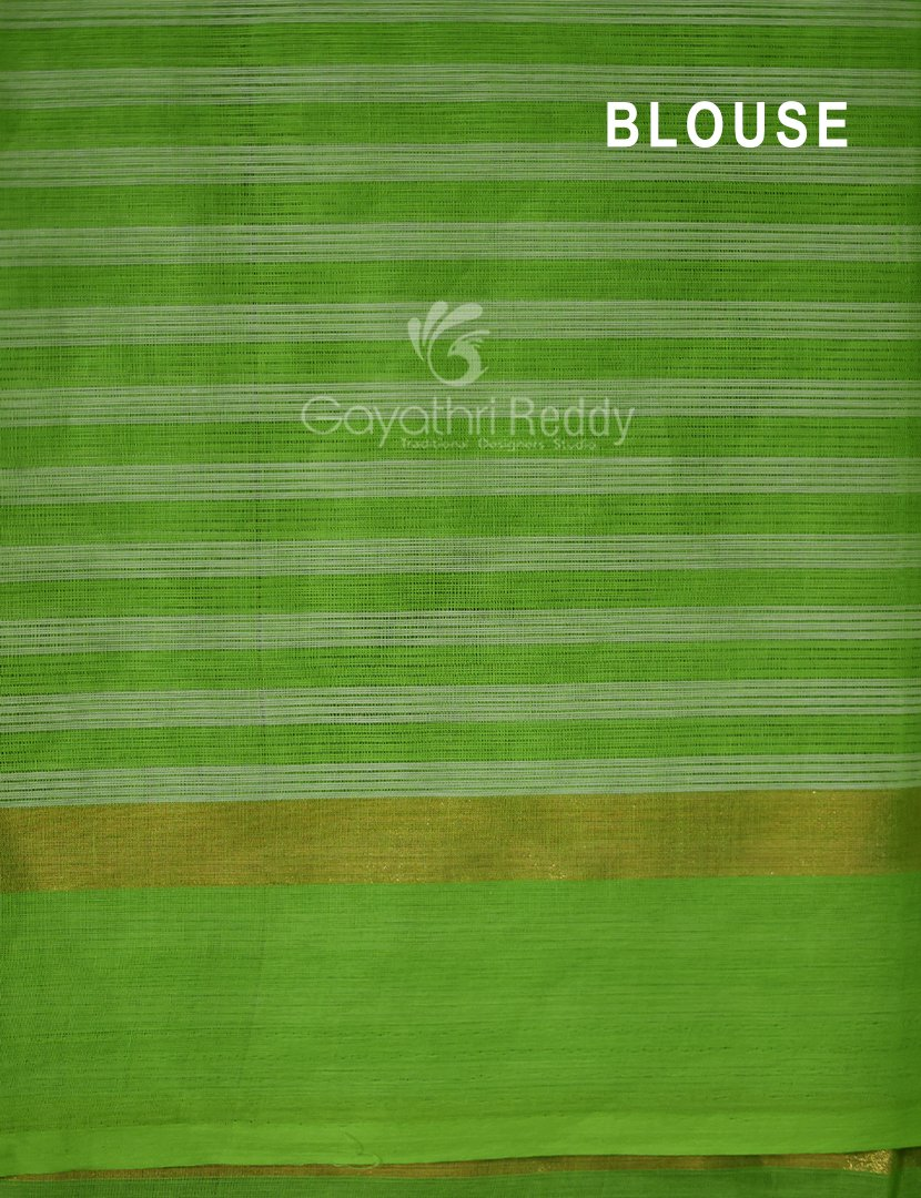 Light Green With Checks Pure Mangalgiri Cotton Saree By Gayathri Reddy Designer Studio | Grocsy