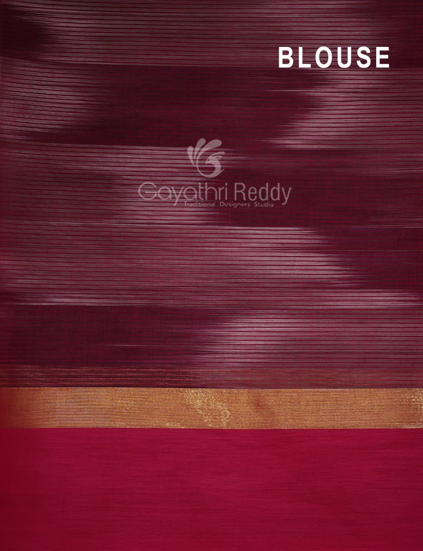 Dual Shades of Pink And Green Mangalagiri Ikkat Cotton Saree By Gayathri Reddy Designer Studio | Grocsy