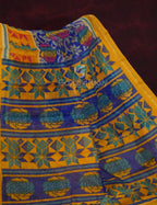 Ink Blue Printed Semi Chanderi Saree By Gayathri Reddy Designer Studio | Grocsy