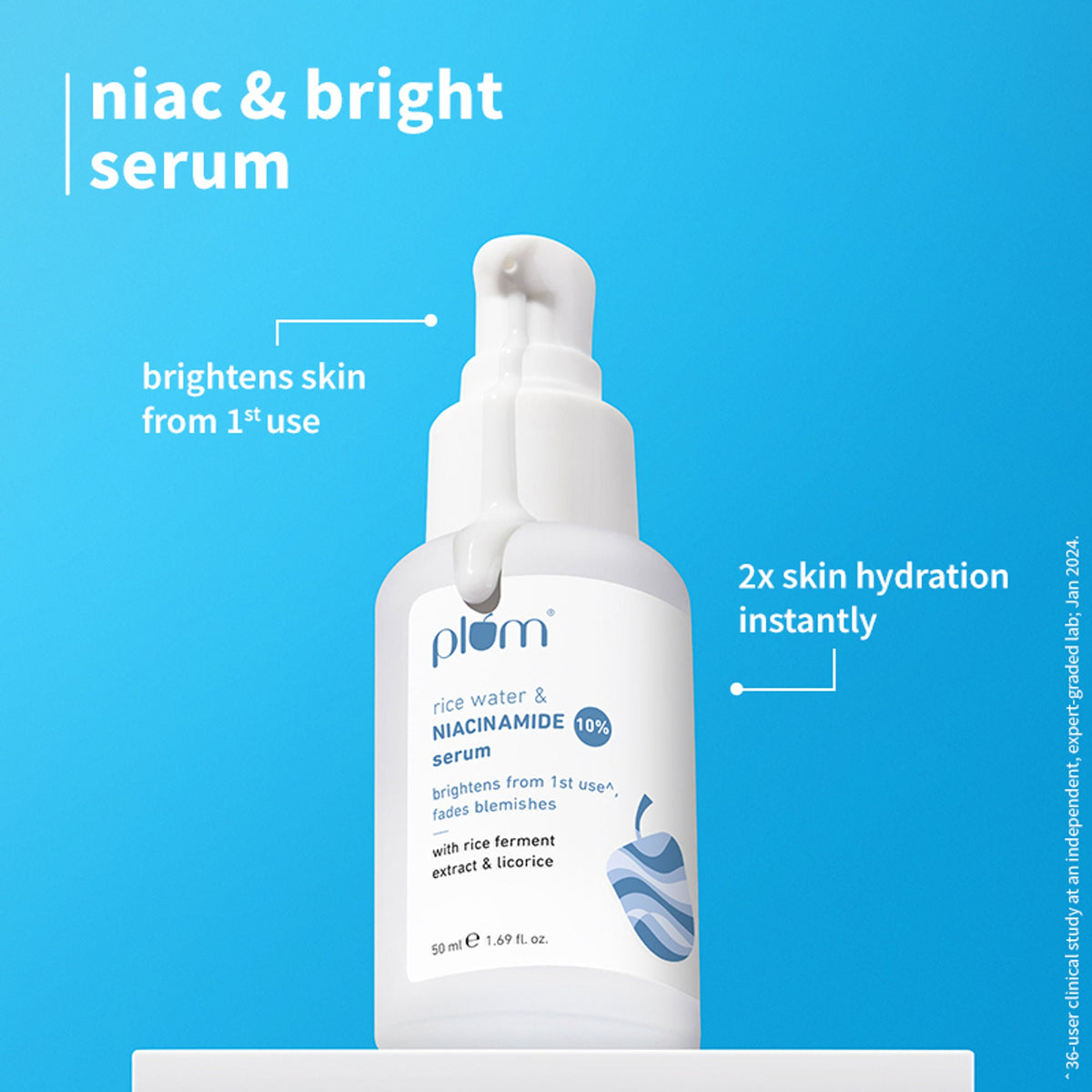 Plum Niacinamide Facewash and Face Serum Combo for Brightening Skin Fades Blemishes & Hydrates | Grocsy