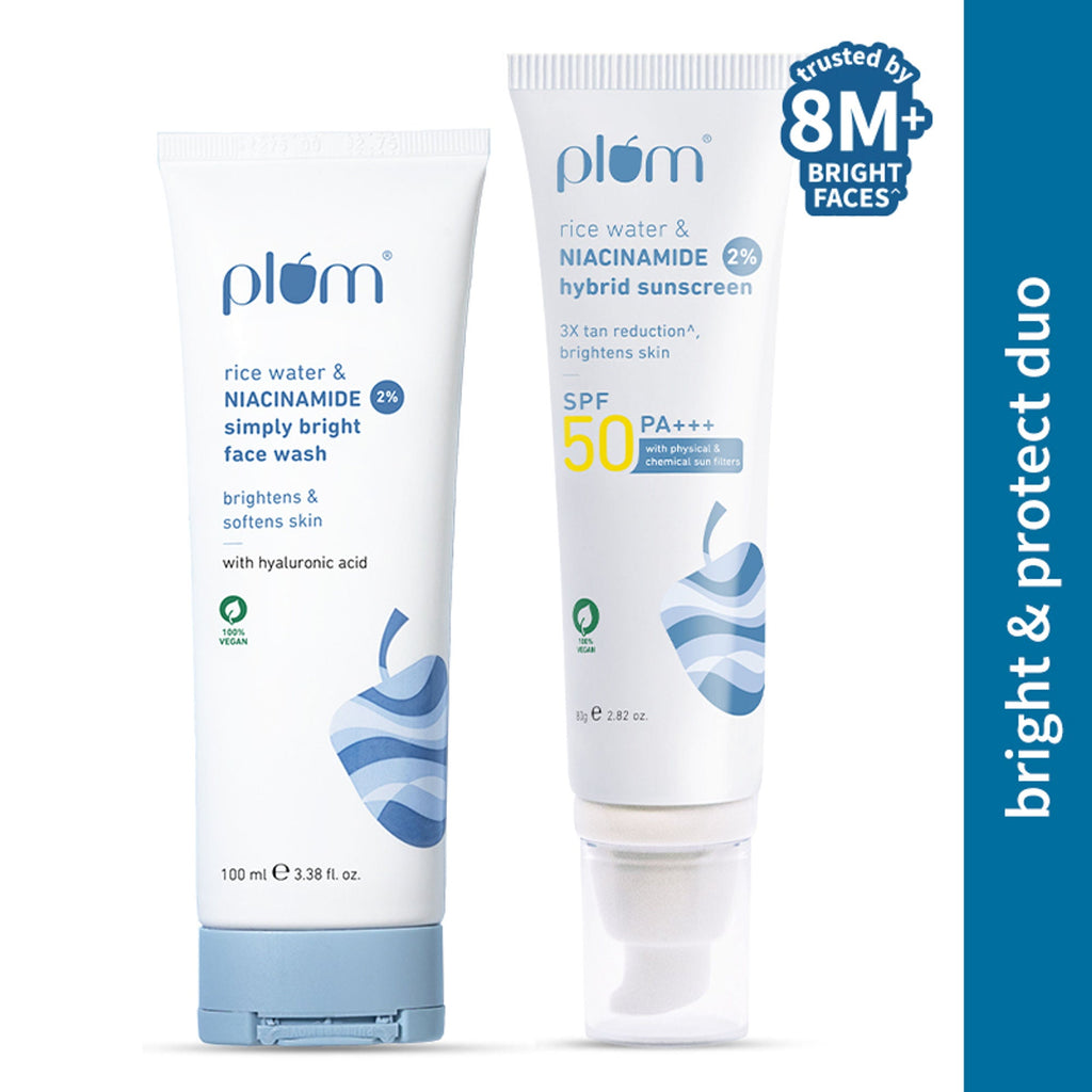 Plum Bestselling Niacinamide Facewash & Sunscreen Combo With SPF 50 PA+++ For Oily Skin And Sun Care | Grocsy