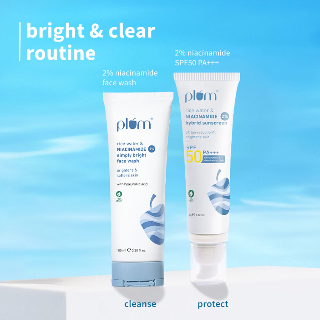 Plum Bestselling Niacinamide Facewash & Sunscreen Combo With SPF 50 PA+++ For Oily Skin And Sun Care | Grocsy