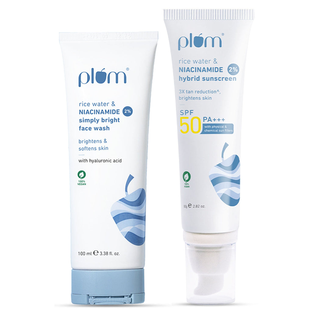 Plum Bestselling Niacinamide Facewash & Sunscreen Combo With SPF 50 PA+++ For Oily Skin And Sun Care | Grocsy