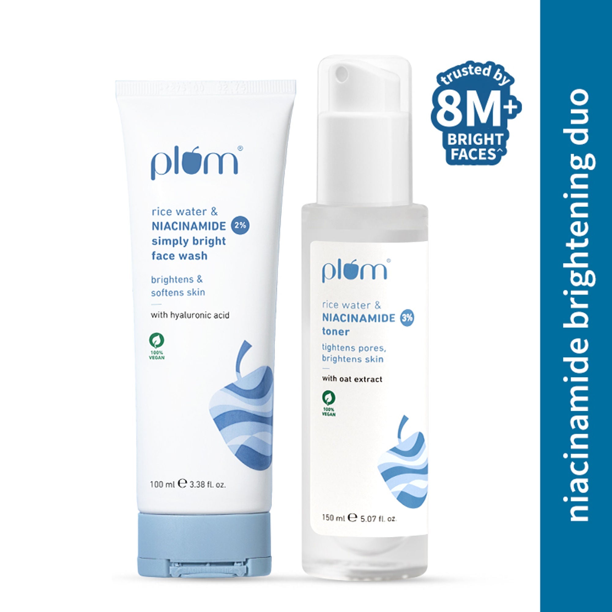 Plum Bestselling Niacinamide Facewash And Toner Combo Tightens Pore, Brightens Skin, Fades Blemishes | Grocsy