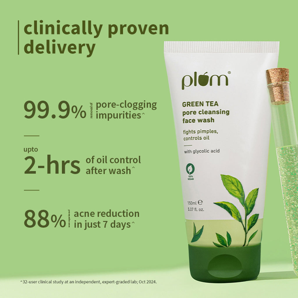Plum Green Tea Face Wash, Serum And Moisturizer Trio With SPF 50 PA+++ For Acne Prone & Oily Skin | Grocsy