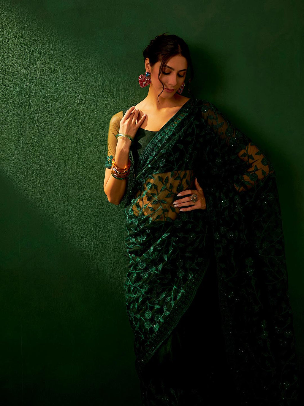 Sangria Embroidered Saree | Grocsy
