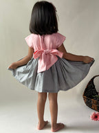 ArthLife Peach And Grey Unicorn Embroidered Dress | Grocsy
