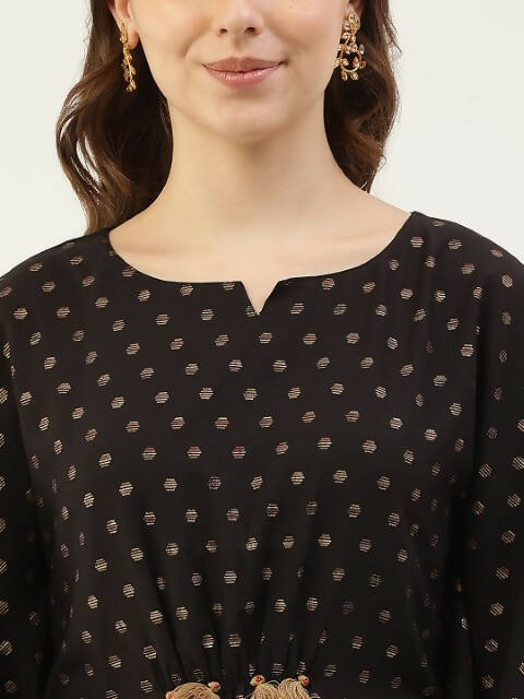 FIORRA Women's Black Poly Crepe Kaftan Type Kurta Set | Grocsy