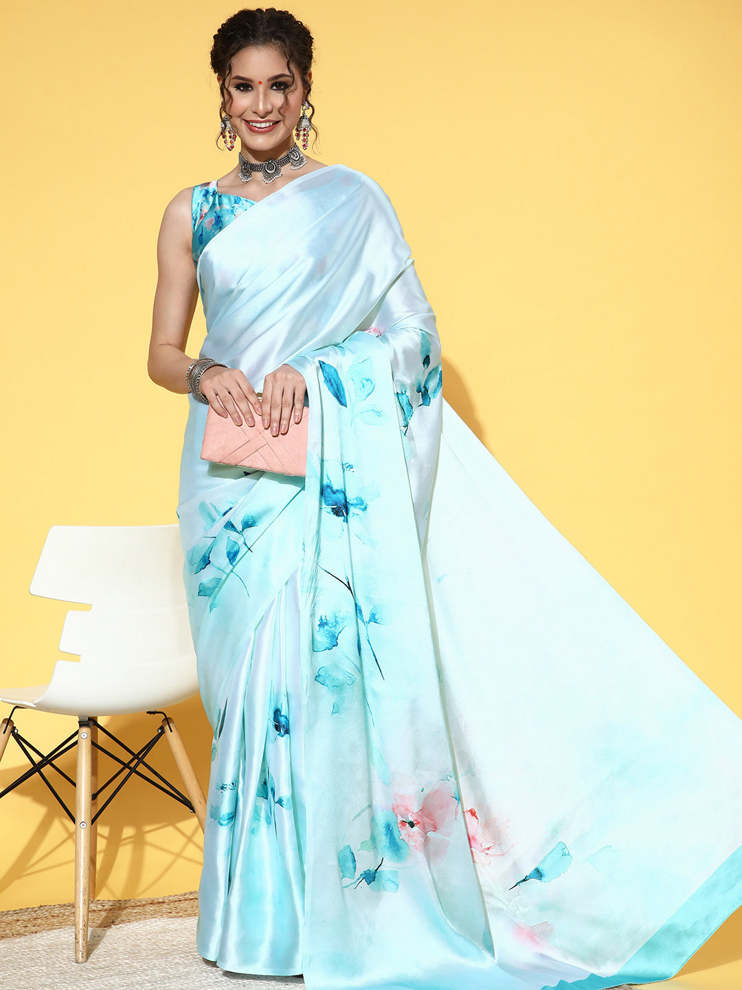 Saree Mall Floral with Printed Border Saree | Grocsy