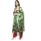 A R Silk Women's Vanarsi Green Silk Zari Embroidery With Multi Color Fancy Dupatta | Grocsy
