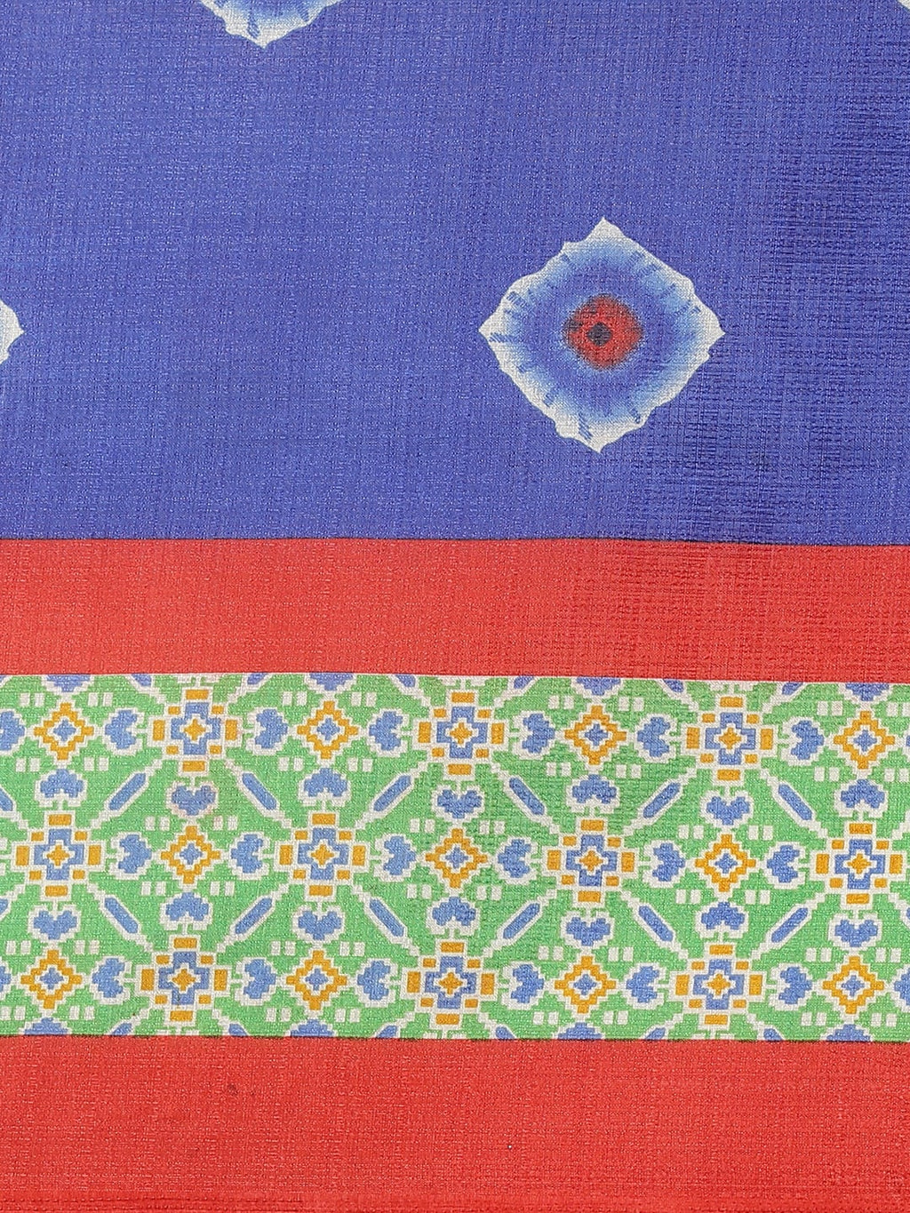 Saree Mall Blue & Off-White Dyed Effect Saree | Grocsy