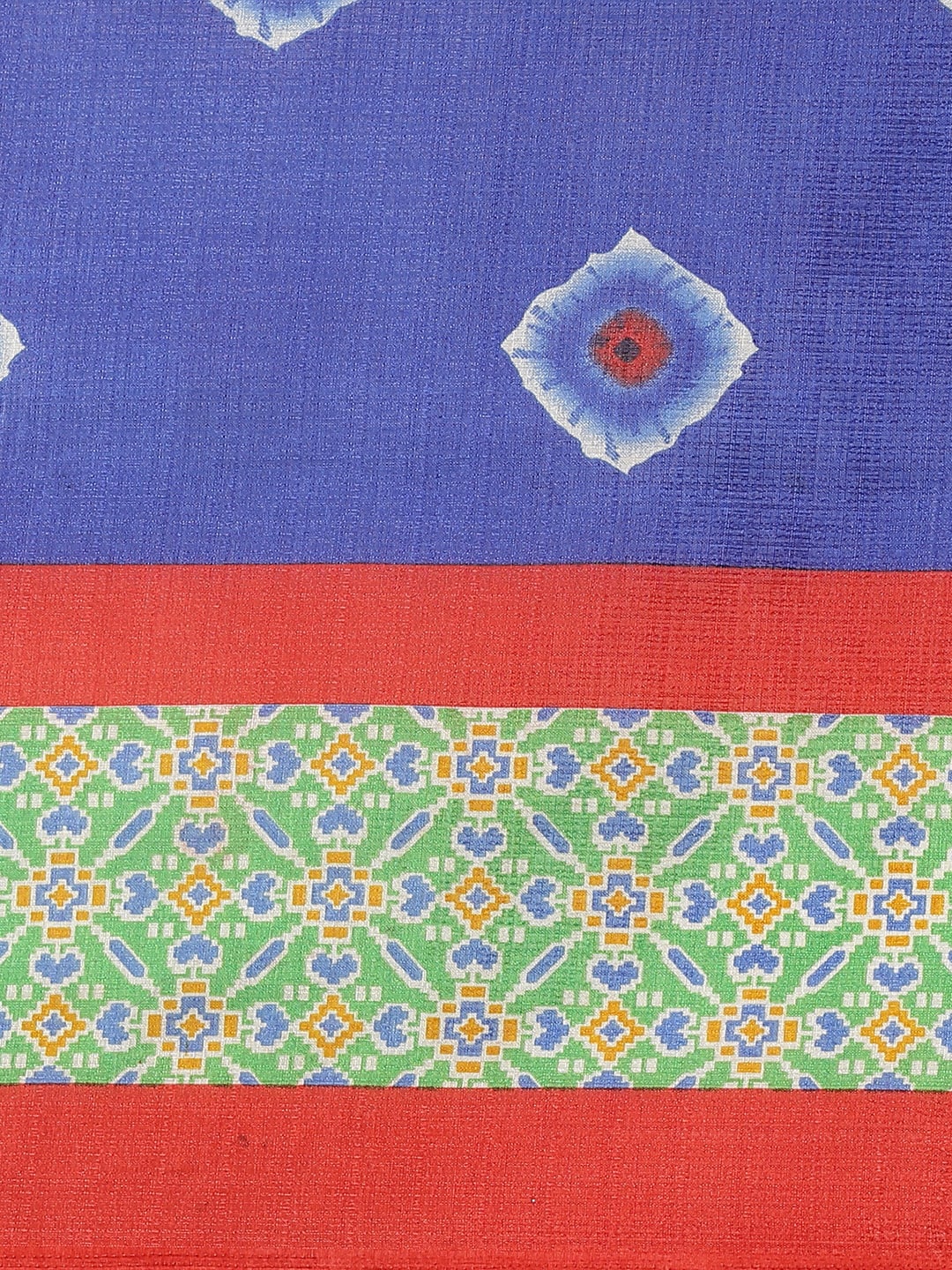 Saree Mall Blue & Off-White Dyed Effect Saree | Grocsy