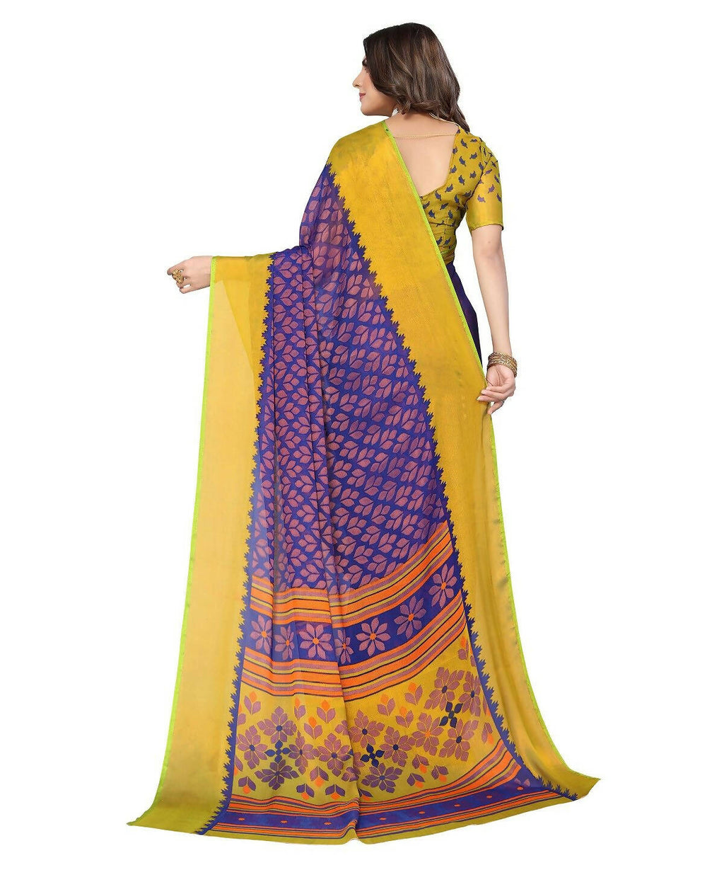 Vamika Blue Chiffon Brasso Bollywood Style Woven Saree (ALIZA BLUE) | Grocsy