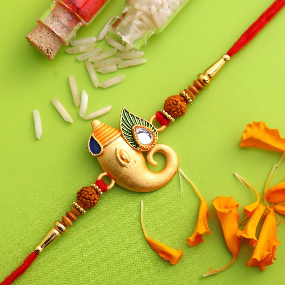 Spiritual Lord Ganesha Rakhi & Healthy Almonds | Grocsy