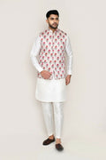 Joban Fashion White Colored Art Silk Fabric Kurta, Jacket With Straight Fit Pant | Grocsy