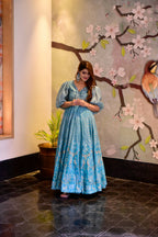 Casual Designer Sky Cotton Silk Gown - Anbazaar | Grocsy