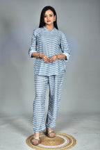 Morchari Digital Print Semi Muslin Co-Ord Set Top & Trouser-Multicolor | Grocsy