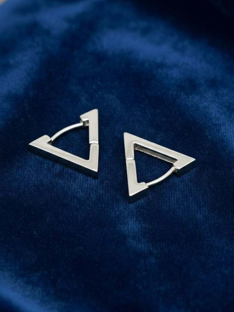 NVR Men's Silver Plated Geomatric Shaped Stud Earrings | Grocsy