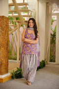 Aayaa Designer Cotton Silk Farshi Salwar Set - Purple | Grocsy