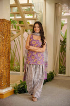 Aayaa Designer Cotton Silk Farshi Salwar Set - Purple | Grocsy