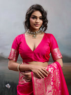 Shree Shyam Fashion Pink Silk Blend Saree | Grocsy