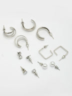 NVR Women's Set of 6 Silver-Plated Contemporary Half Hoop Earrings | Grocsy