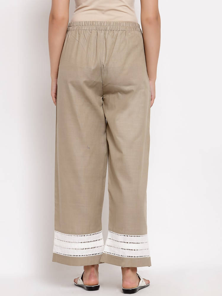 Myshka Women's Trendy Grey Cotton Solid Casual Trouser | Grocsy