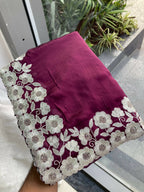 Teeya Creation New Trendy Stylish Party Wear Silk Saree-Wine | Grocsy