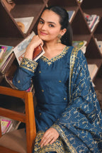 Joban Fashion Blue Silk Embroidered Sharara Set | Grocsy