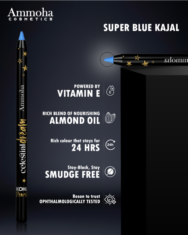 Ammoha Cosmetics Super Blue waterproof Kohl Pencil | Grocsy