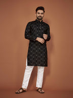 Anaita Black Embroidered Cotton Straight Kurta | Grocsy