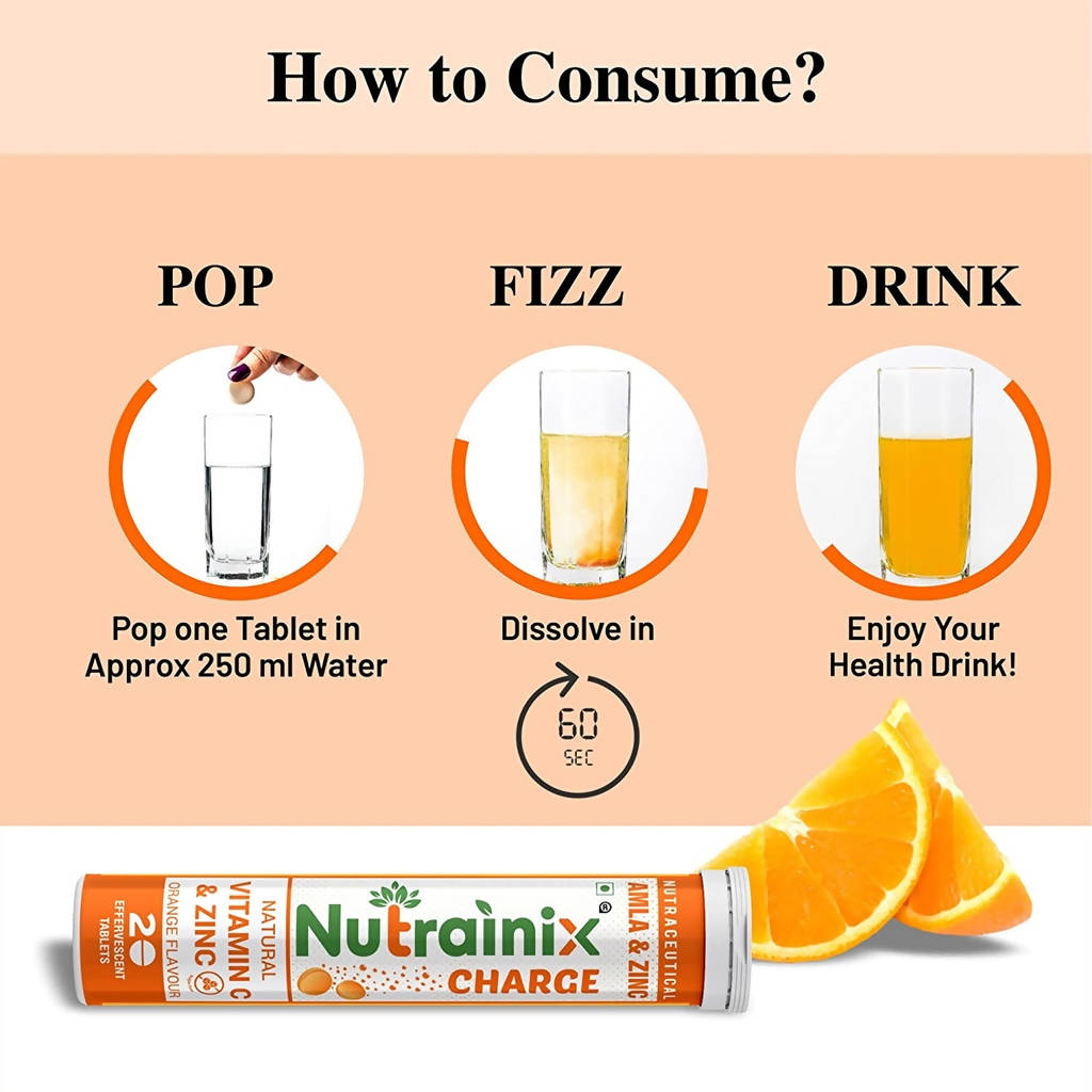 Nutrainix Charge Natural Vitamin C & Zinc Tablets | Grocsy
