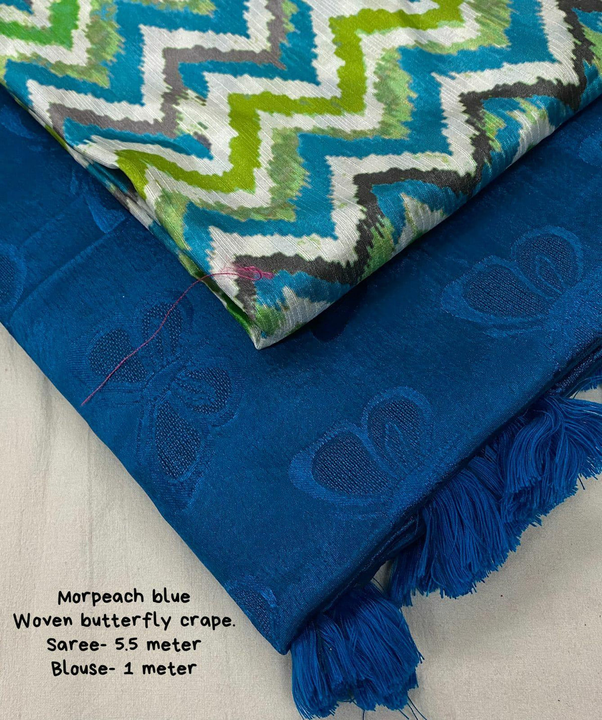Blue Silk Blend Ethnic Motifs Saree with Unstitched Blouse - A2M | Grocsy